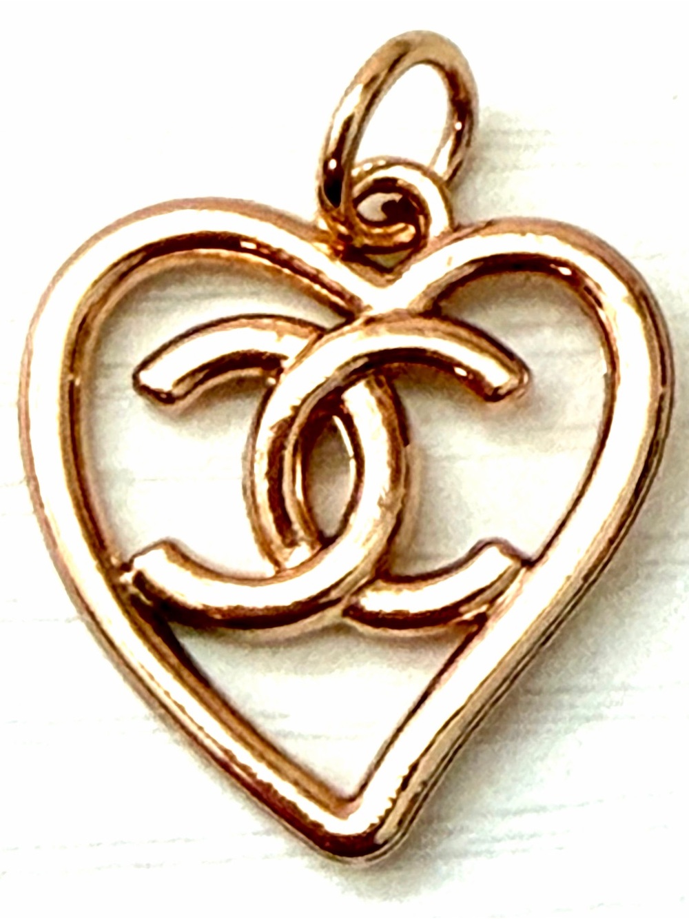 Chanel Champagne Gold CC Heart Charm Pendant